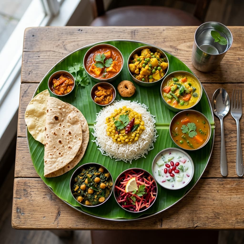 Delicious Indian Vegetarian Thali